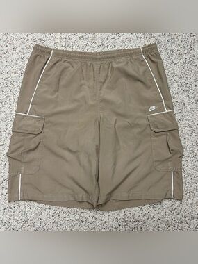 Vintage Nike Baggy Cargo Shorts Size XL 11” Skater Active Tan Drawstring